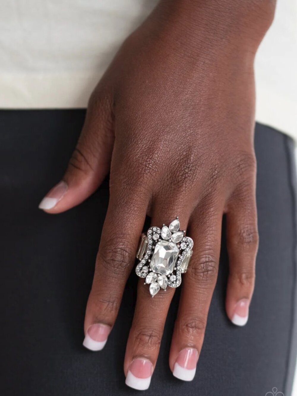 Paparazzi Jewelry Accessories - Things That Go Boom! - White Ring - Vintage